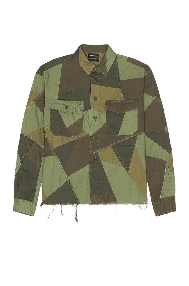 JOHN ELLIOTT Patchwork Military Shirt in Metallic Gold Product Image