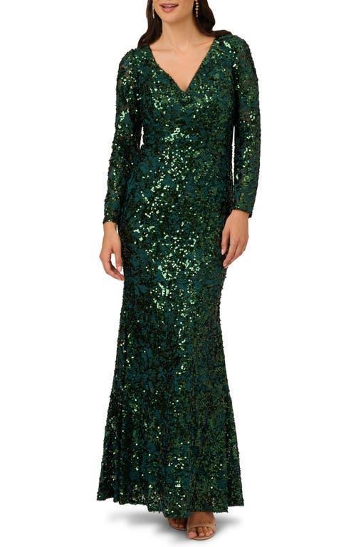 Adrianna Papell Sequin Lace Long Sleeve Gown Product Image