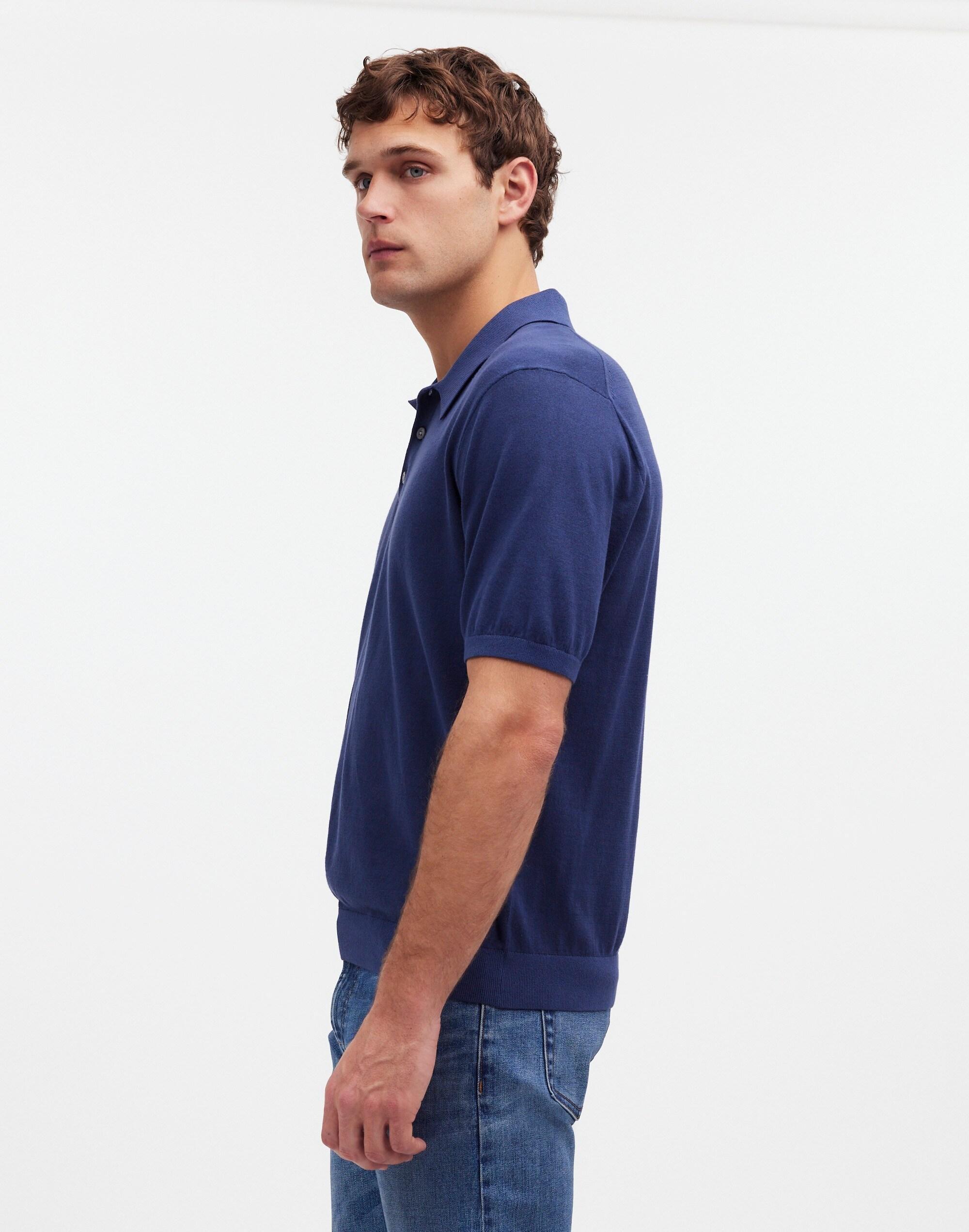 Three-Button Sweater Polo Shirt in Garment Dye Product Image