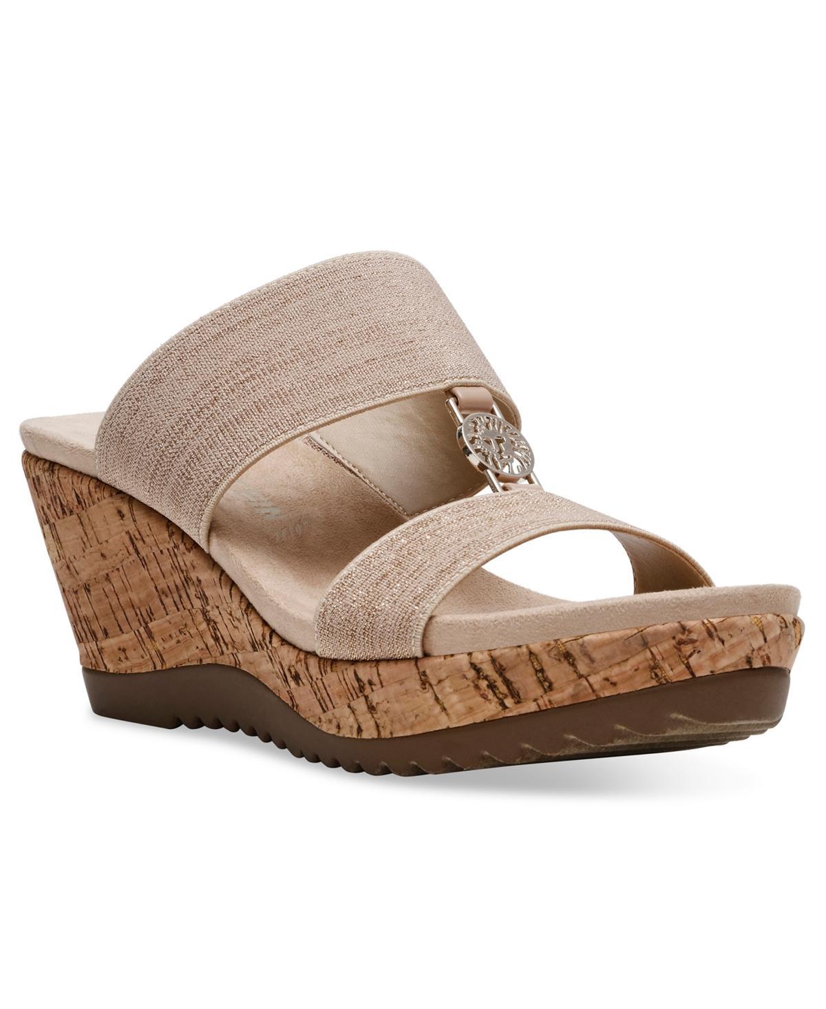 Anne Klein Womens Rikki Double Band Wedge Sandals Product Image