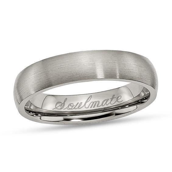 Men's 5.0mm Engravable Titanium Wedding Band (1 Line) Product Image