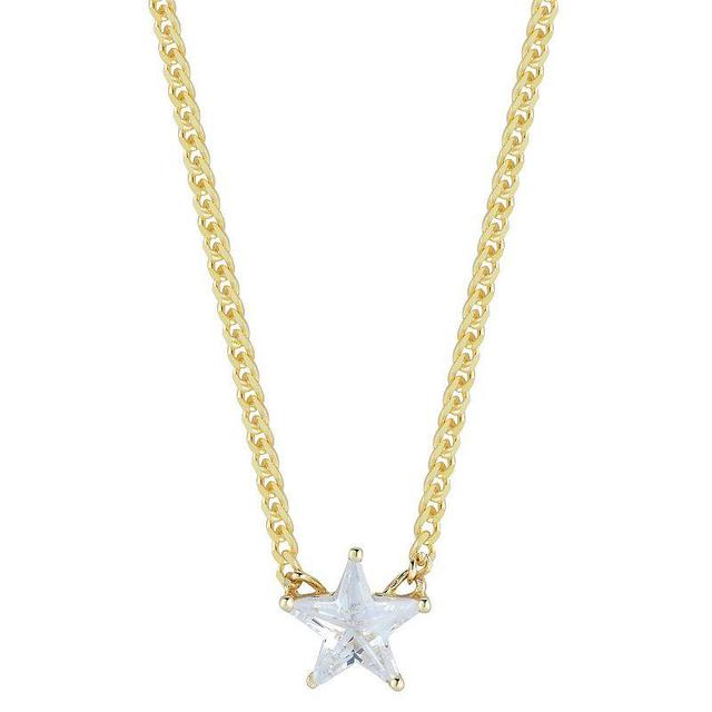 Sunkissed Sterling 14k Gold Over Silver Cubic Zirconia Curb Chain Star Necklace, Womens Yellow Product Image