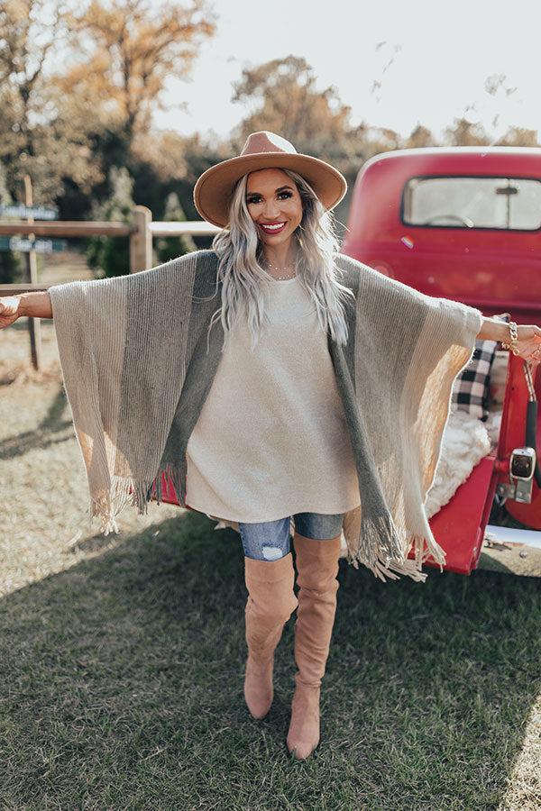 Snowy Dawn Poncho In Beige Product Image