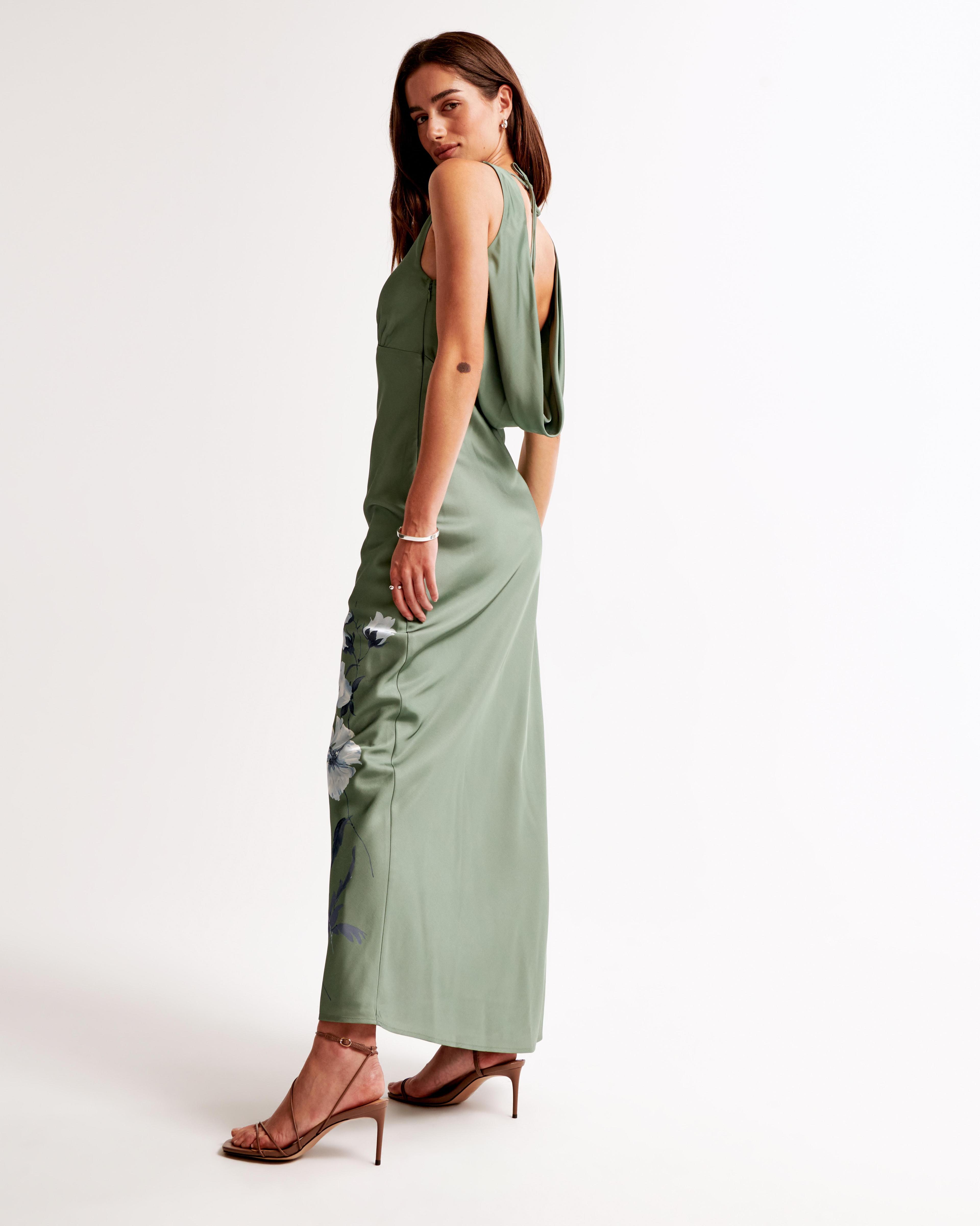 Plunge Cowl Back Maxi Dress Product Image