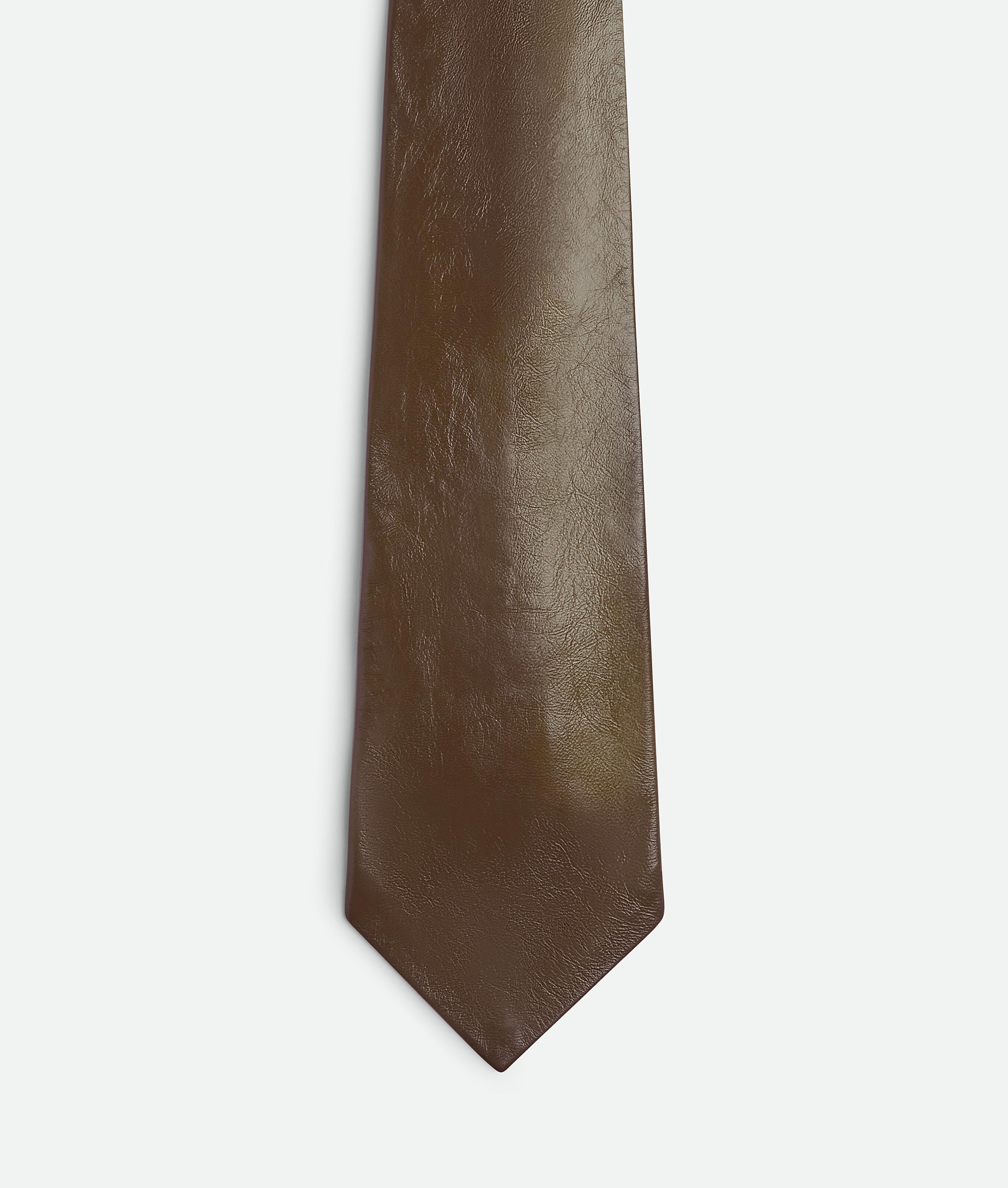 Men's Shiny Leather Tie in Olive Product Image