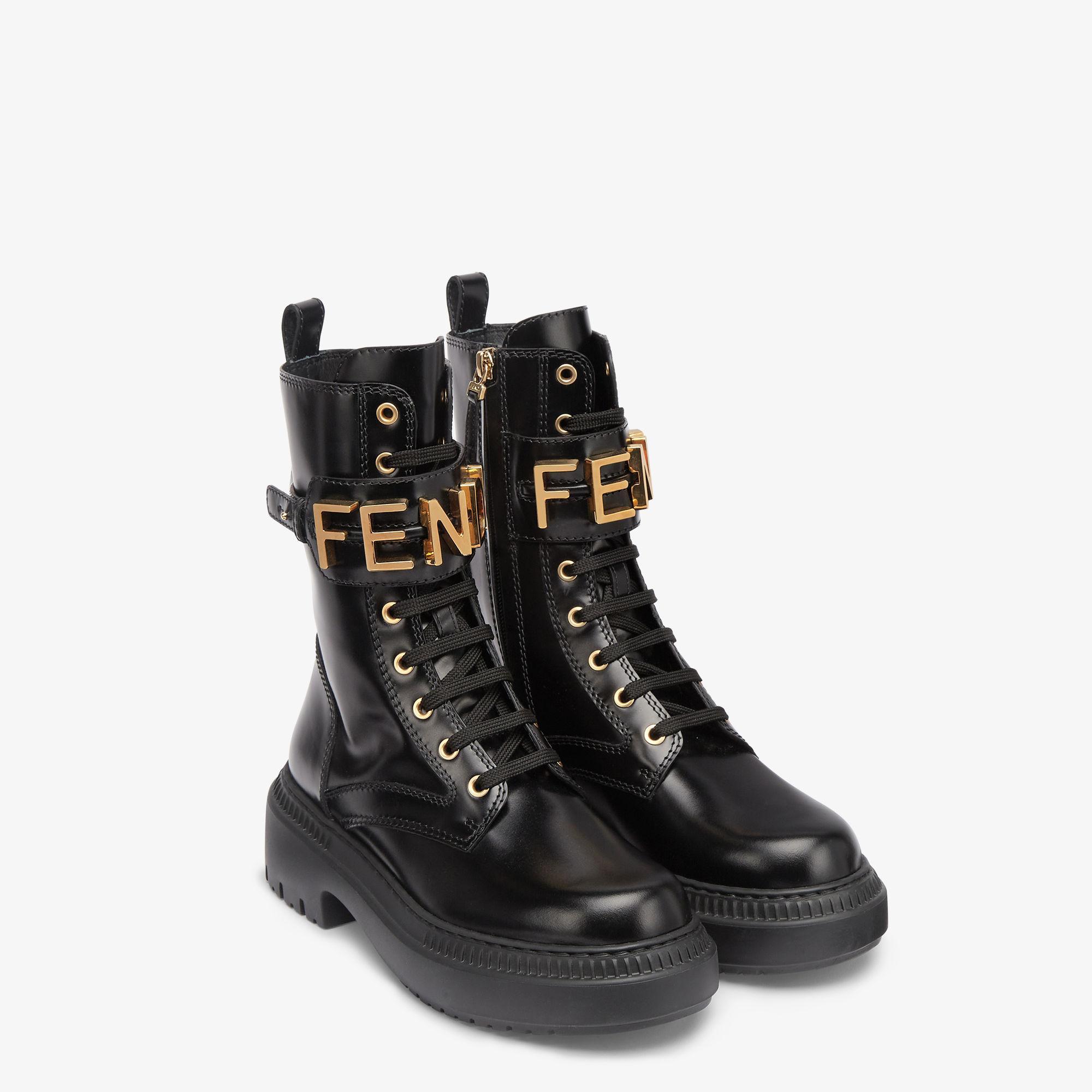 FendigraphyBlack leather biker boots Product Image