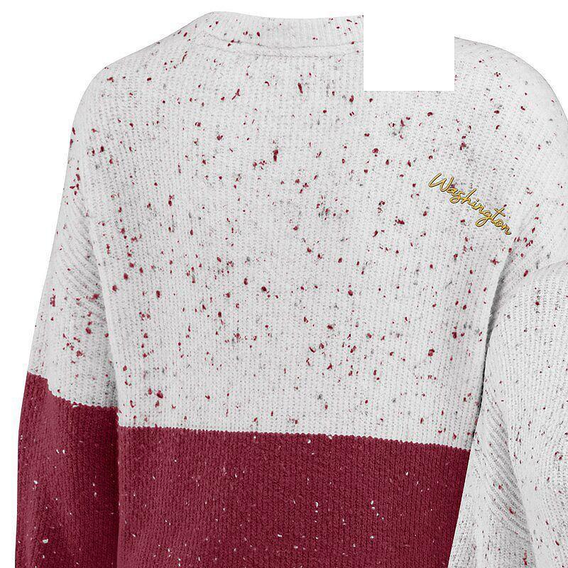 Womens WEAR by Erin Andrews White/Burgundy Washington Commanders Color-Block Pullover Sweater Product Image