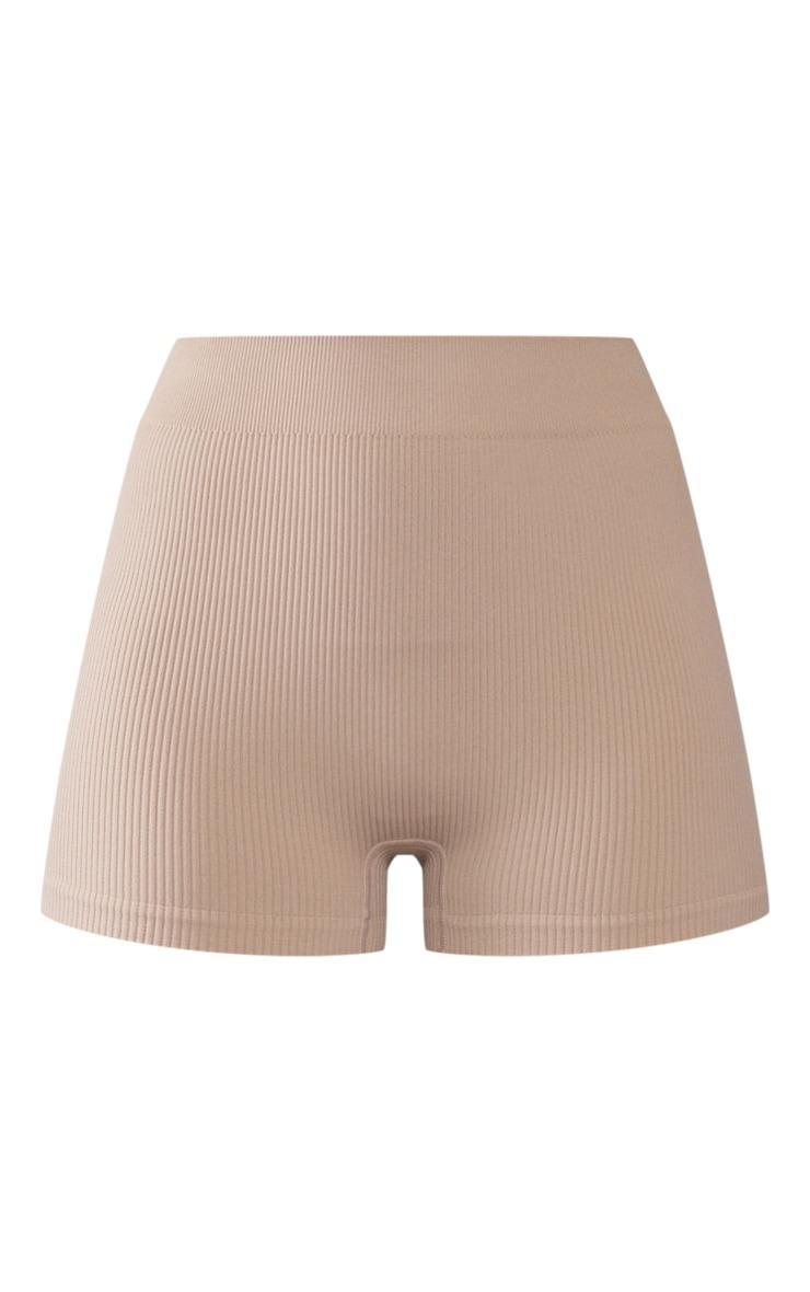 Stone Structured Snatched Rib Hot Pants Product Image