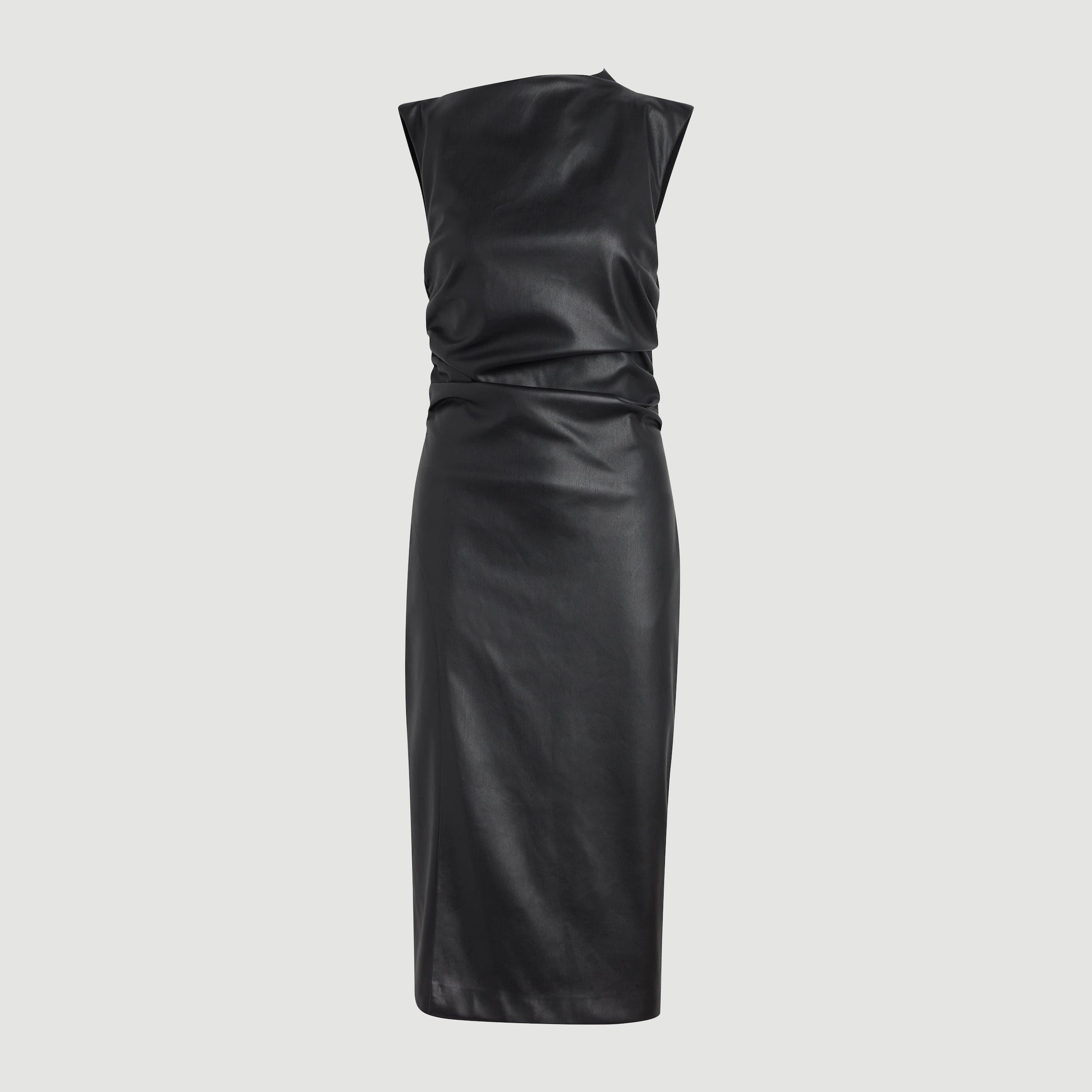 Channing Vegan Leather Wrap-Neck Dress (Petite) Product Image