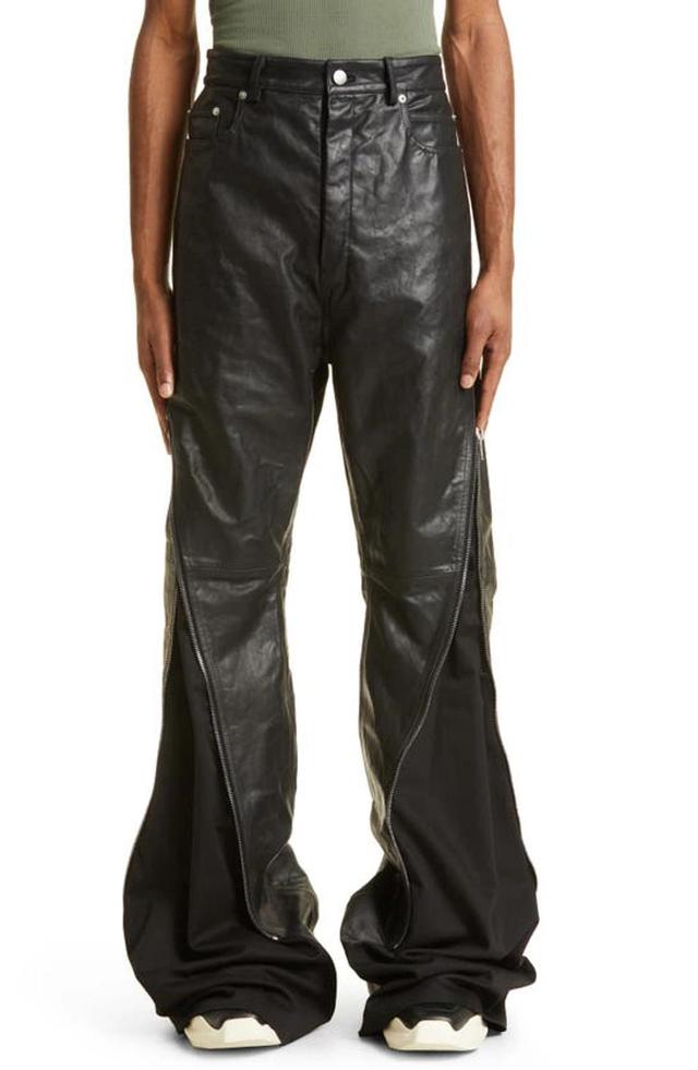 Bolan Banana Zip Calfskin Leather Pants In 09 Black Product Image