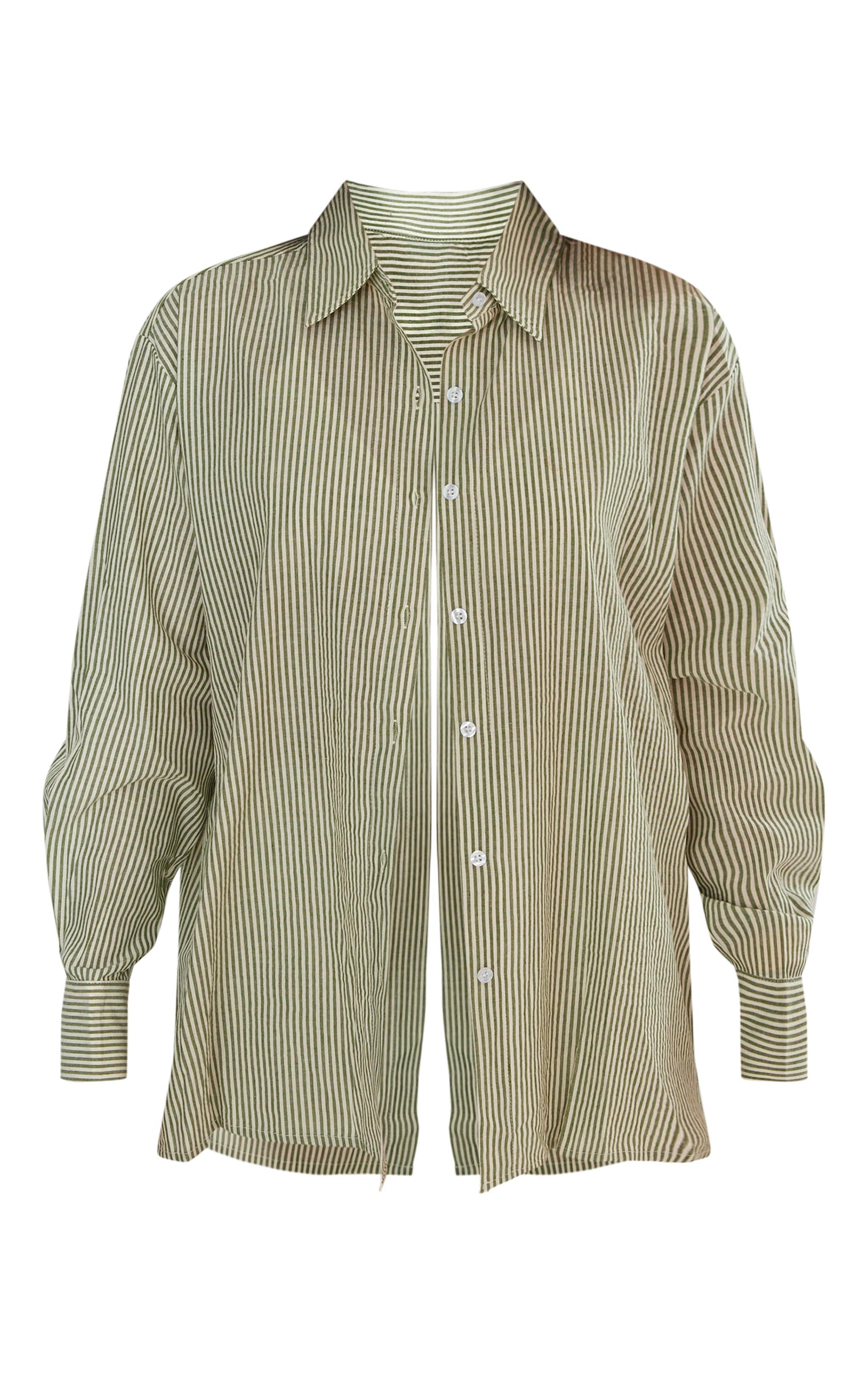 Green Striped Oversized Shirt Product Image