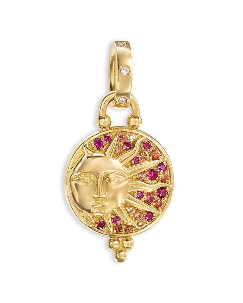 Womens Celestial Solar Eclipse 18K Yellow Gold & Multi-Gemstone Sun Pendant Product Image