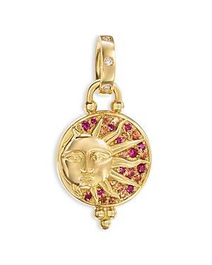 Womens Celestial Solar Eclipse 18K Yellow Gold & Multi-Gemstone Sun Pendant Product Image