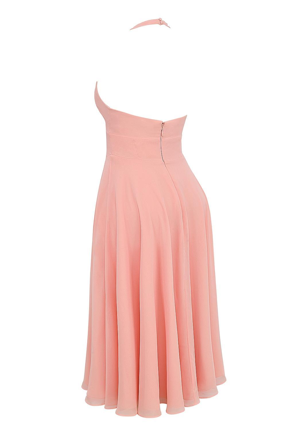 Solada Peach Georgette Halter Sundress Product Image