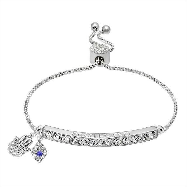 Brilliance Silver Plated Protected Charm Bracelet, Womens Silver Tone Clear Product Image