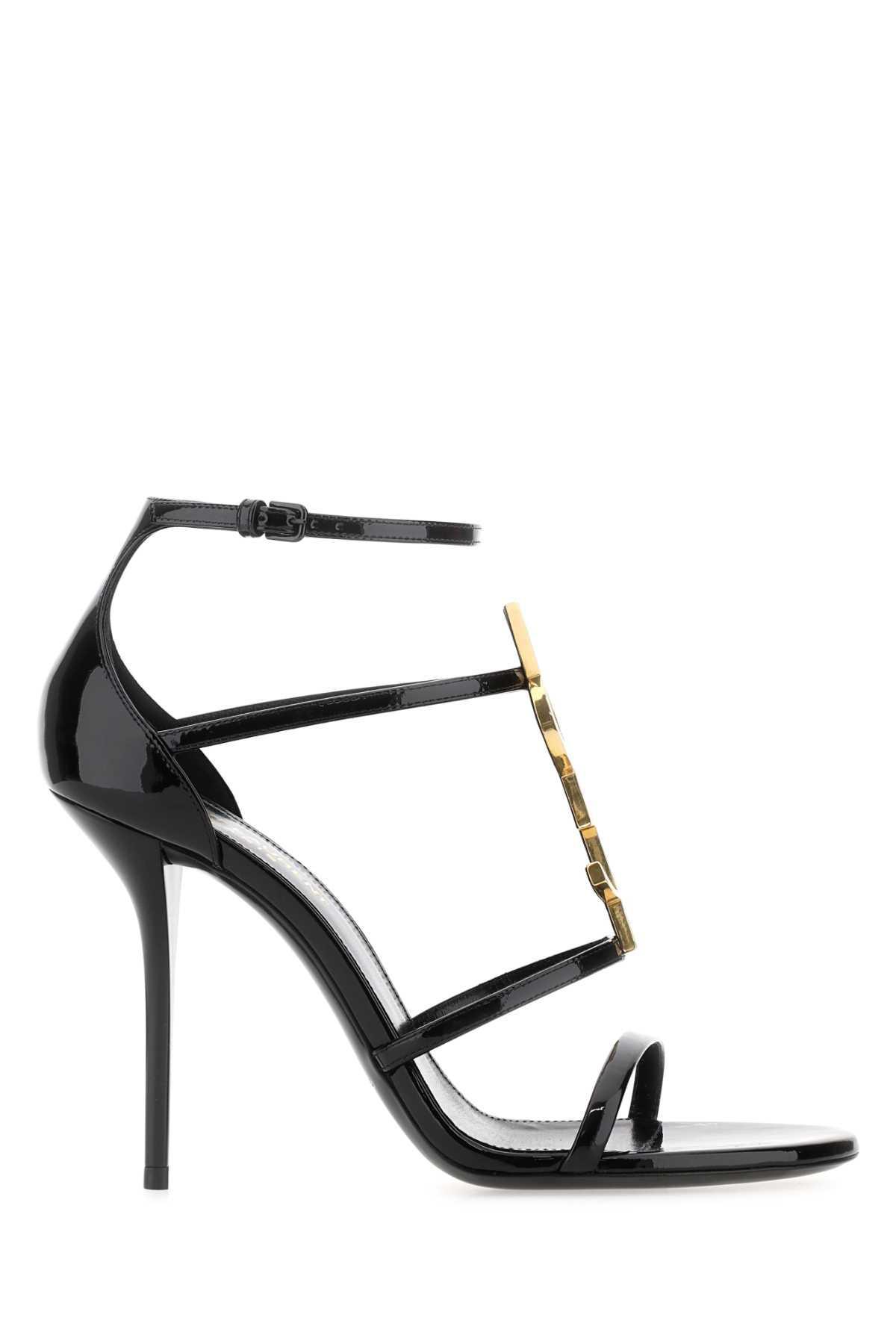 Black Cassandra 100 Logo Strap Leather Sandals In Nero Product Image