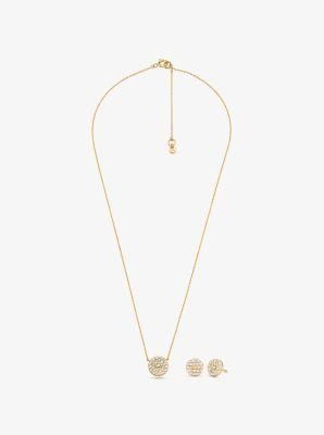 Michael Kors Brilliance Pave Disc Necklace and Stud Earring Set Product Image