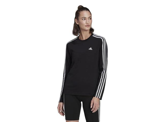 adidas Essentials 3-Stripes Long Sleeve Top White) Women's Clothing Product Image