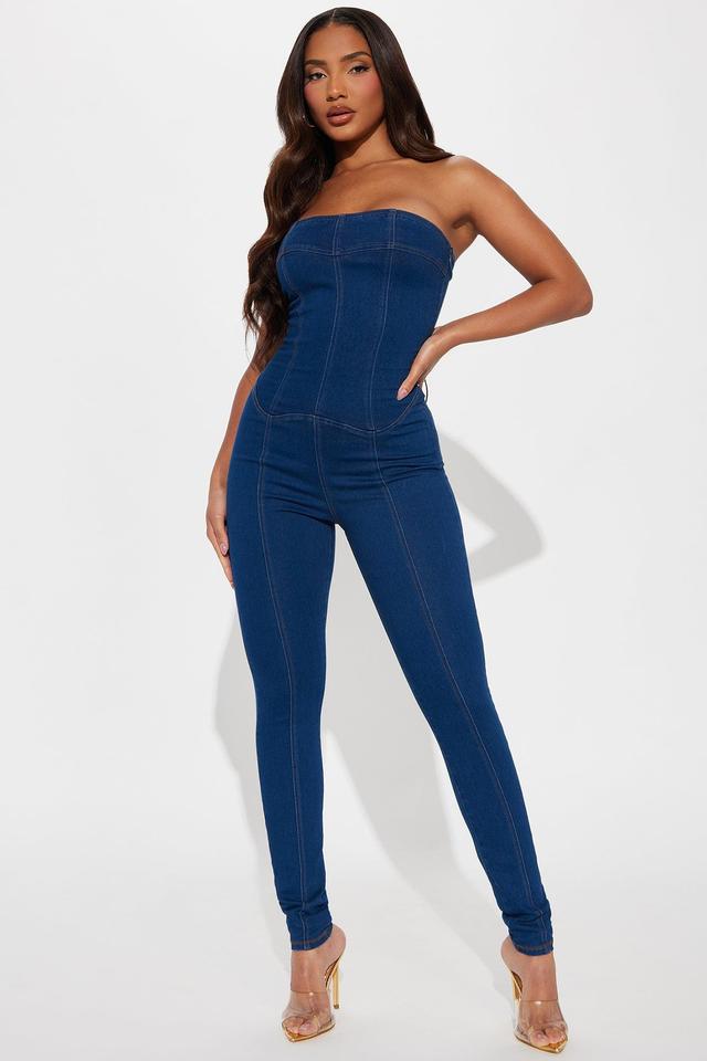 Delilah Denim Jumpsuit - Dark Wash Product Image