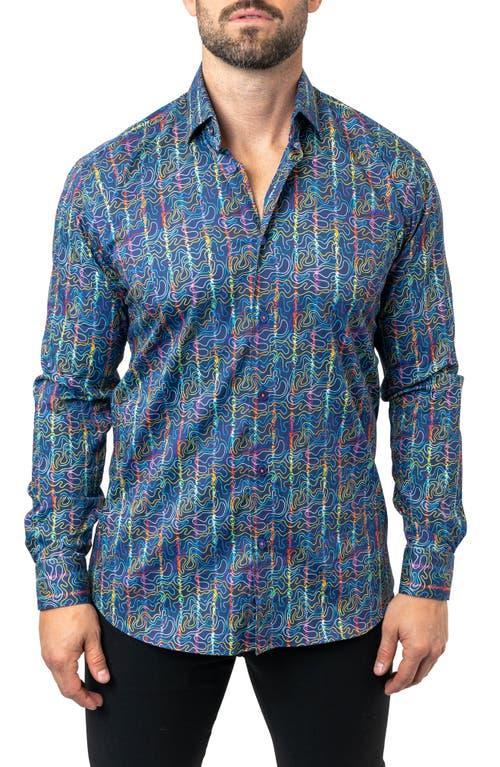 Maceoo Fibonacci Squiggles Cotton Button-Up Shirt Product Image