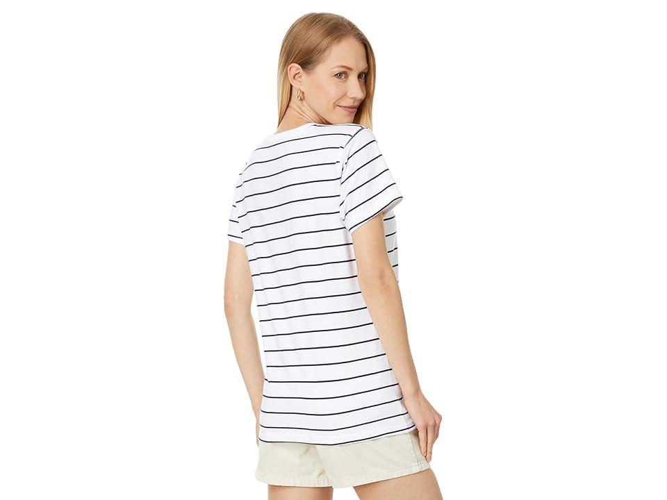 Vineyard Vines Embroidered Striped Short Sleve Tee (Foredeck Stripe White Cap) Women's Clothing Product Image