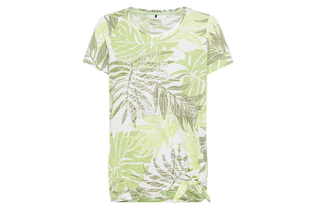 Olsen Womens Embellished Palm Print T-Shirt Product Image