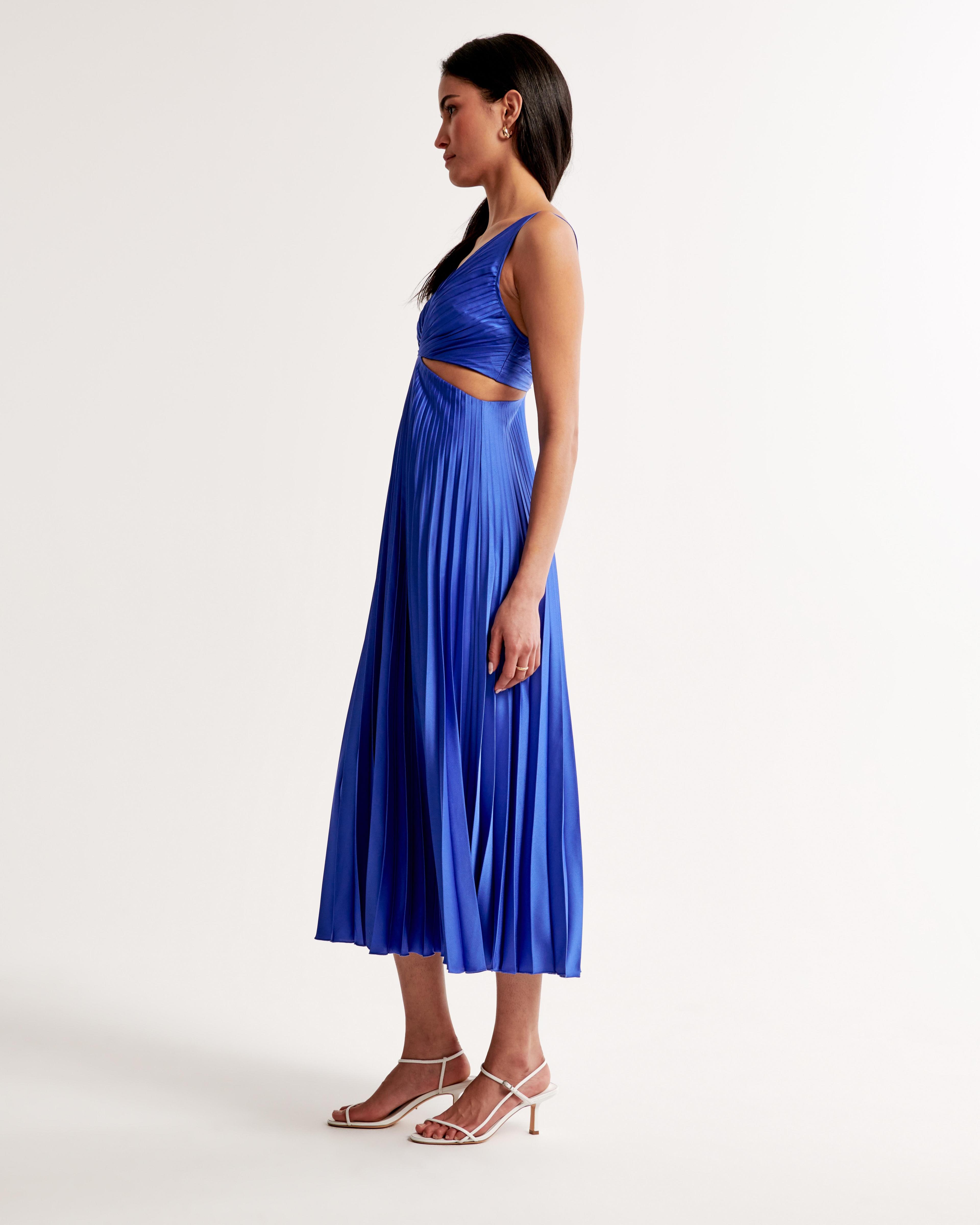 The A&F Giselle Pleated Cutout Maxi Dress Product Image