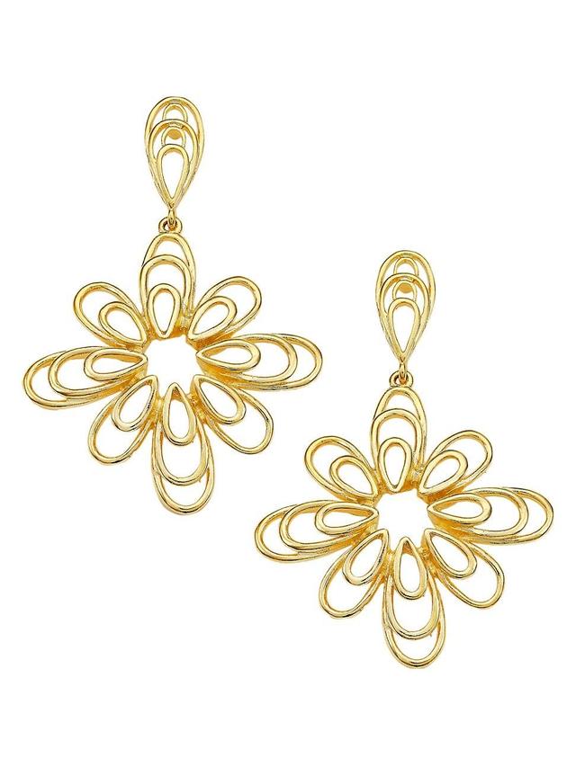 Womens 22K-Gold-Plated Flower Drop Earrings Product Image