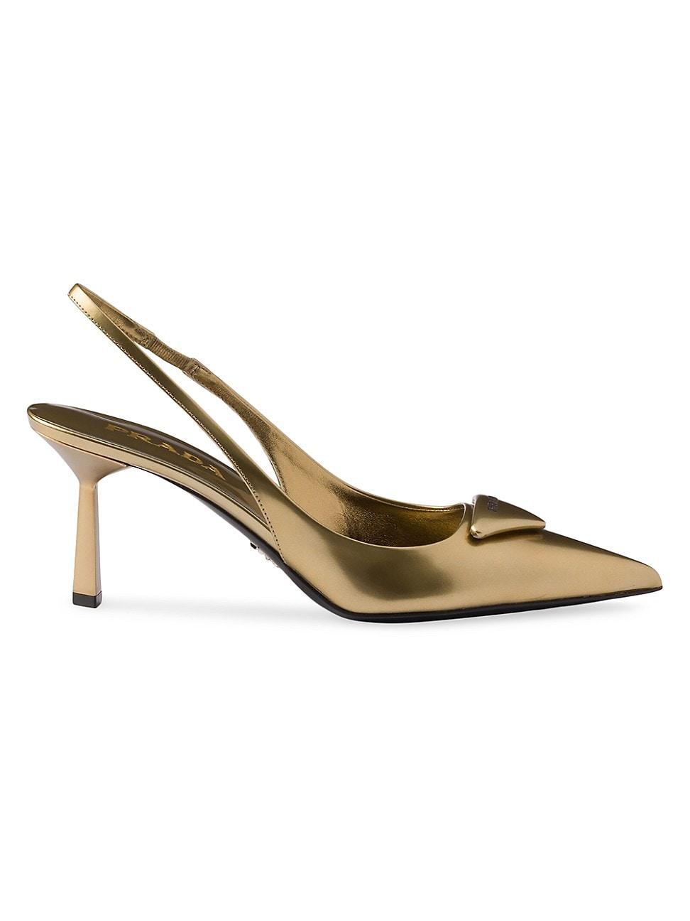 Womens Metallic Leather Slingback Pumps product image