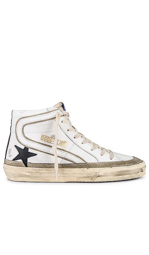 Golden Goose Slide Sneaker in White  Yellow  Black  & Taupe - White. Size 35 (also in 37, 38, 39, 36, 40). Product Image