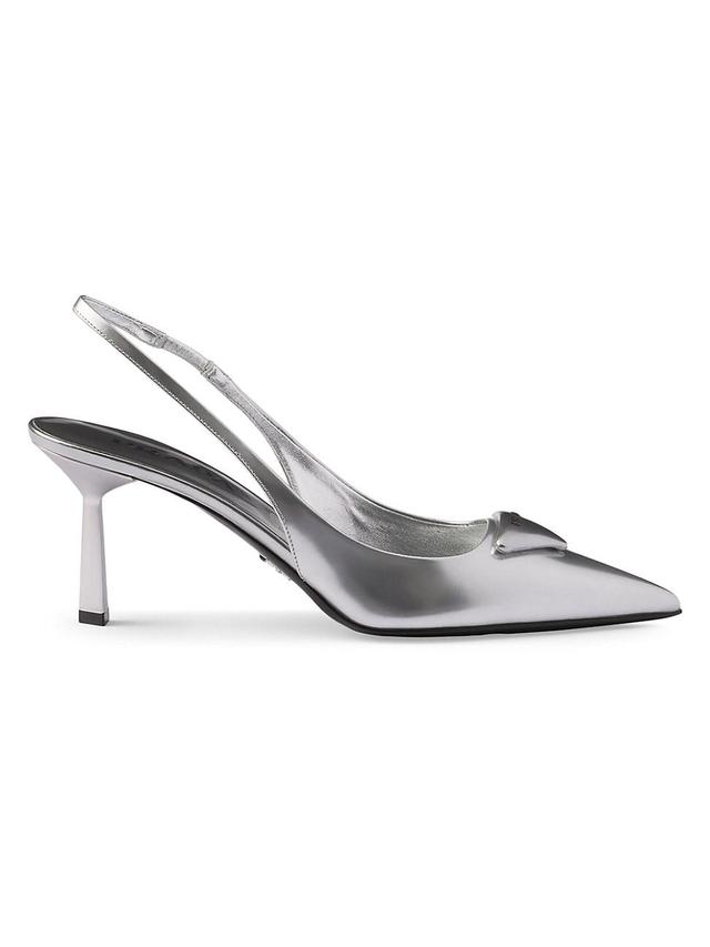 Womens Metallic Leather Slingback Pumps Product Image