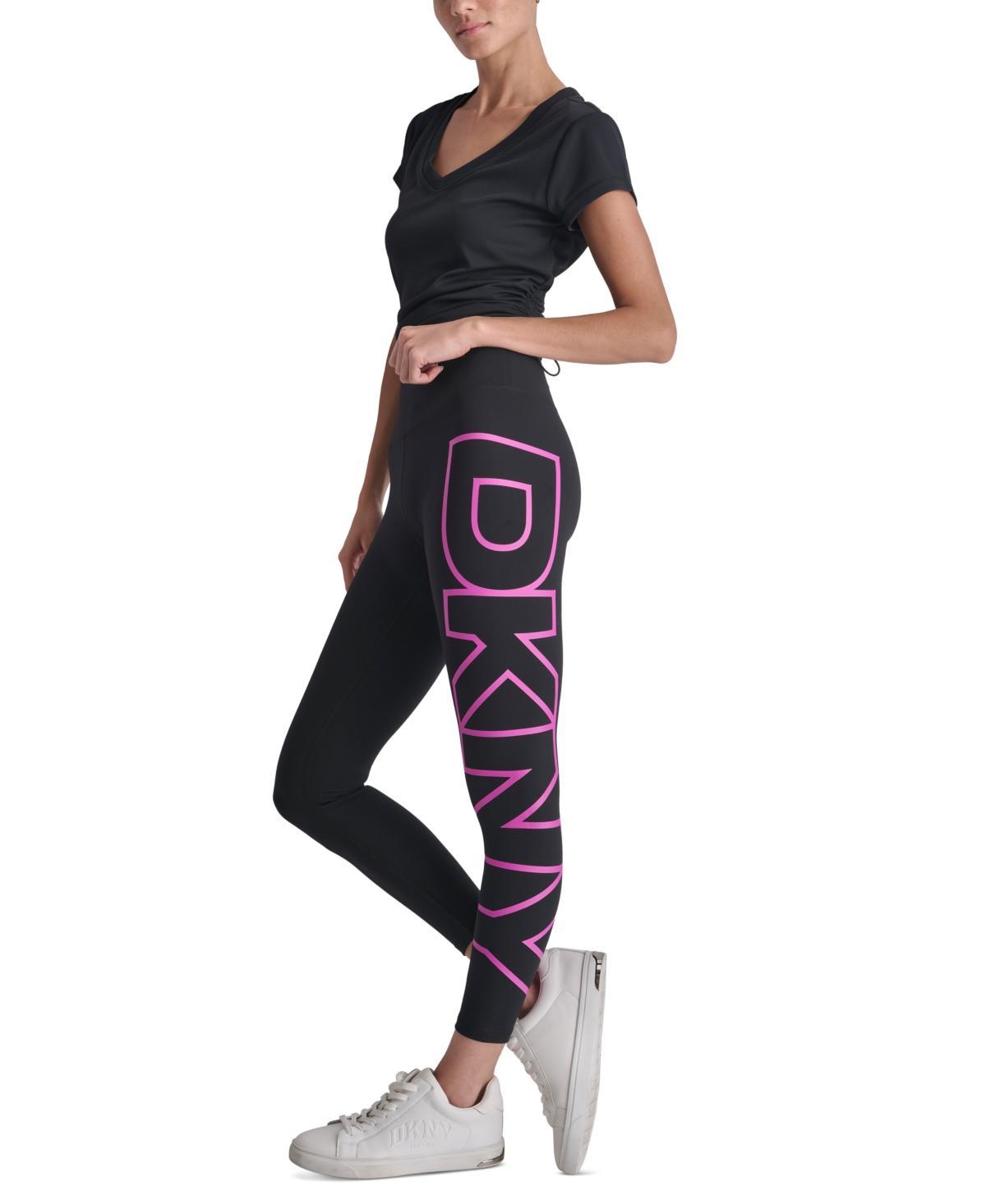 Dkny Sport Womens High-Rise Logo Graphic 7/8 Leggings - Black Product Image