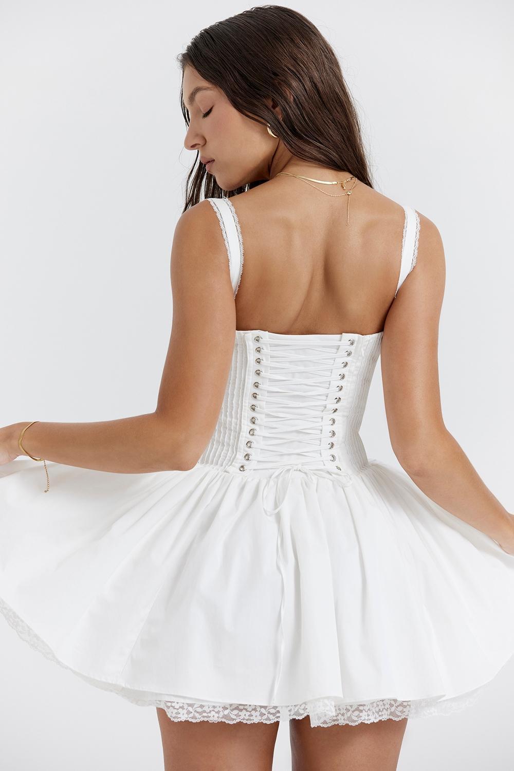 Pietra White Corset Mini Dress Product Image