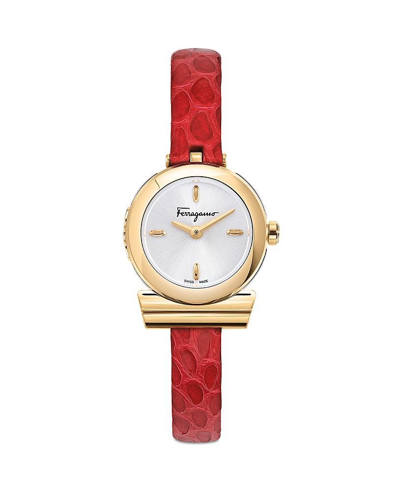 FERRAGAMO Gancio Leather Strap Watch, 22.5mm Product Image