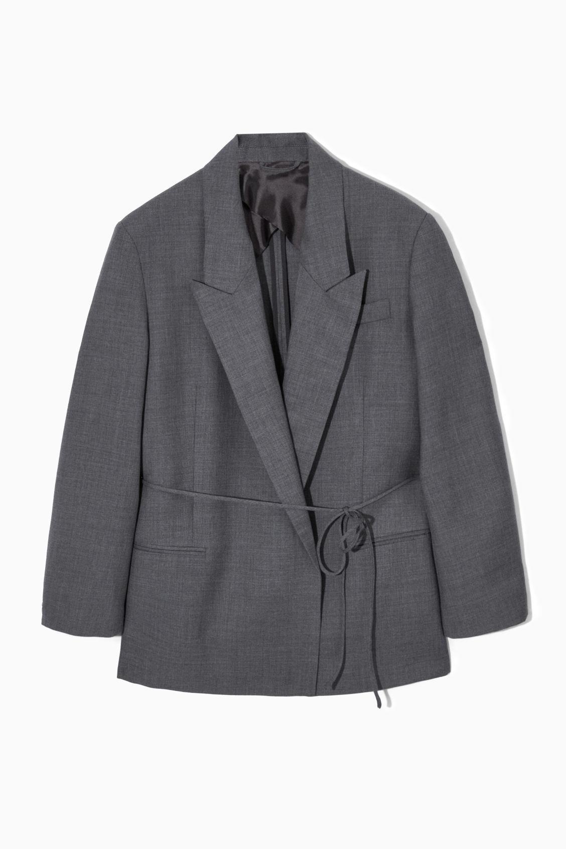 BELTED DOUBLE-BREASTED WOOL BLAZER Product Image