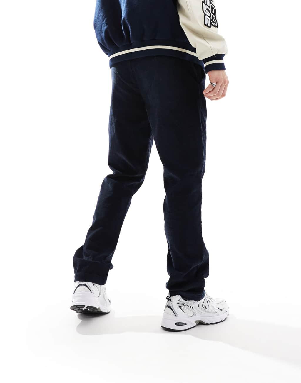 French Connection slim leg cord pants in navy Product Image