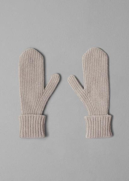 Ribbed Wool Cashmere Mittens | Pebble Product Image