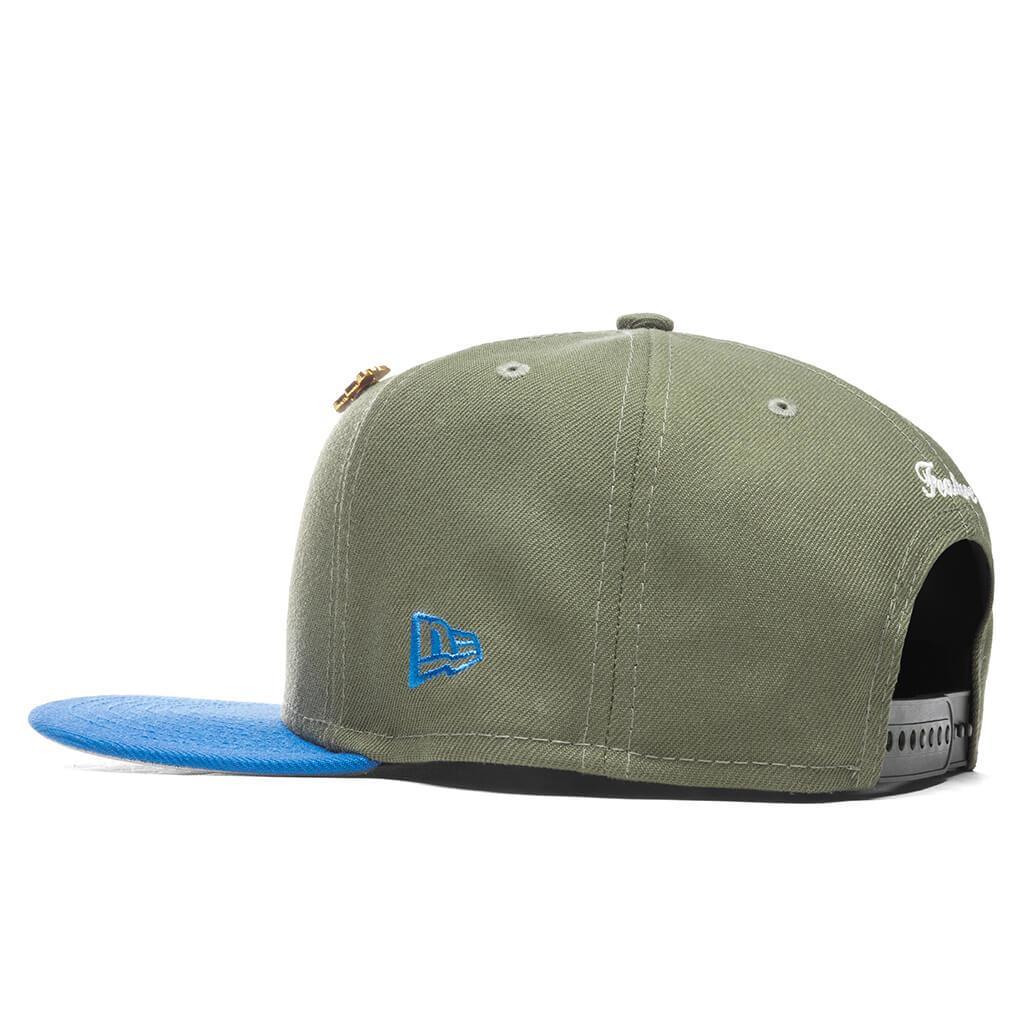 Feature x New Era Old English F Snapback Hat w/ Pin - Olive/Rainstorm Blue Male Product Image