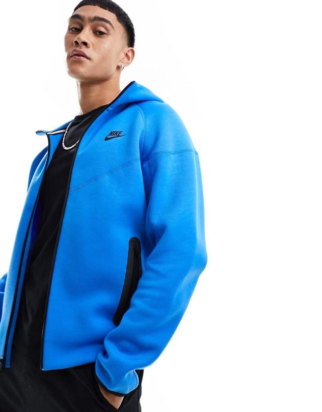 Nike Tech Fleece zip thru hoodie in blue Product Image