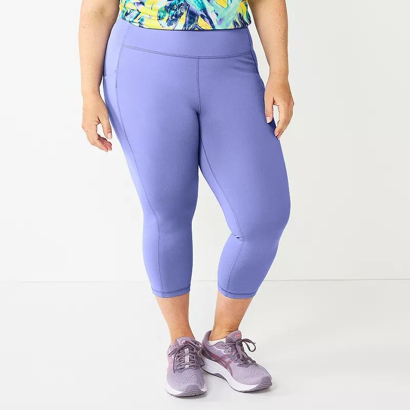 Plus Size Tek Gear Ultrastretch Pocket High-Waisted Capri Leggings, Womens Product Image