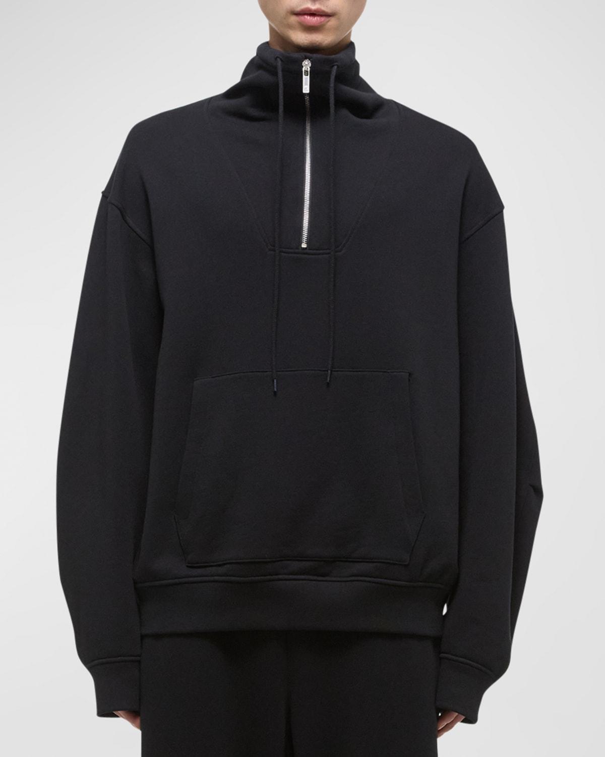 Men's Funnel-Neck Zip-Front Cotton Sweatshirt Product Image