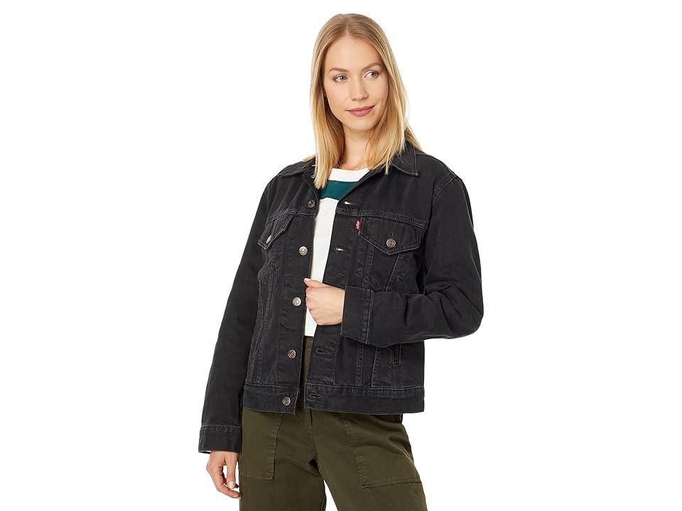 Levi's(r) Womens Ex-Boyfriend Trucker Jacket (Black Worn In) Women's Coat Product Image