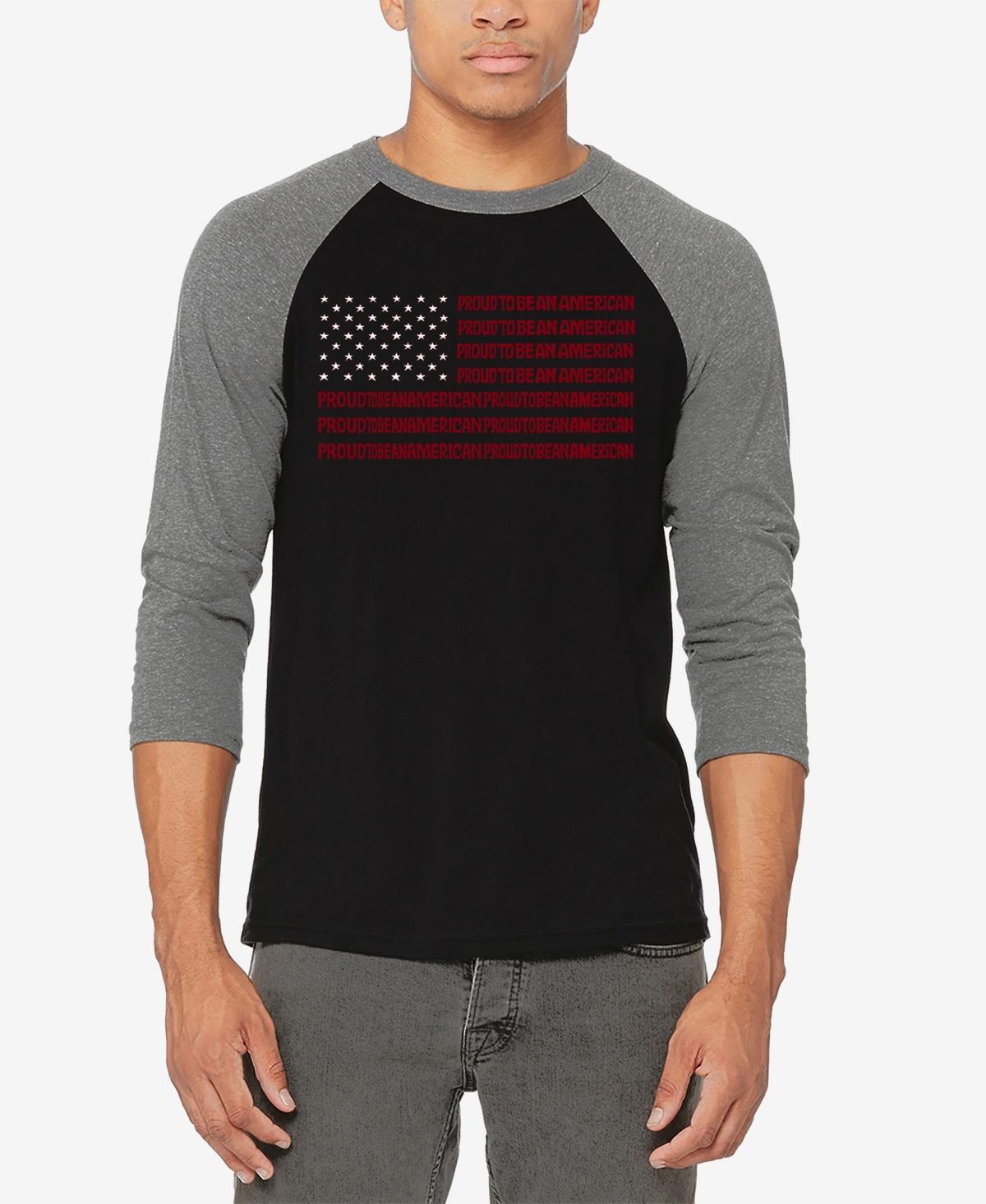 La Pop Art Proud To Be An American - Mens Raglan Baseball Word Art T-Shirt Product Image