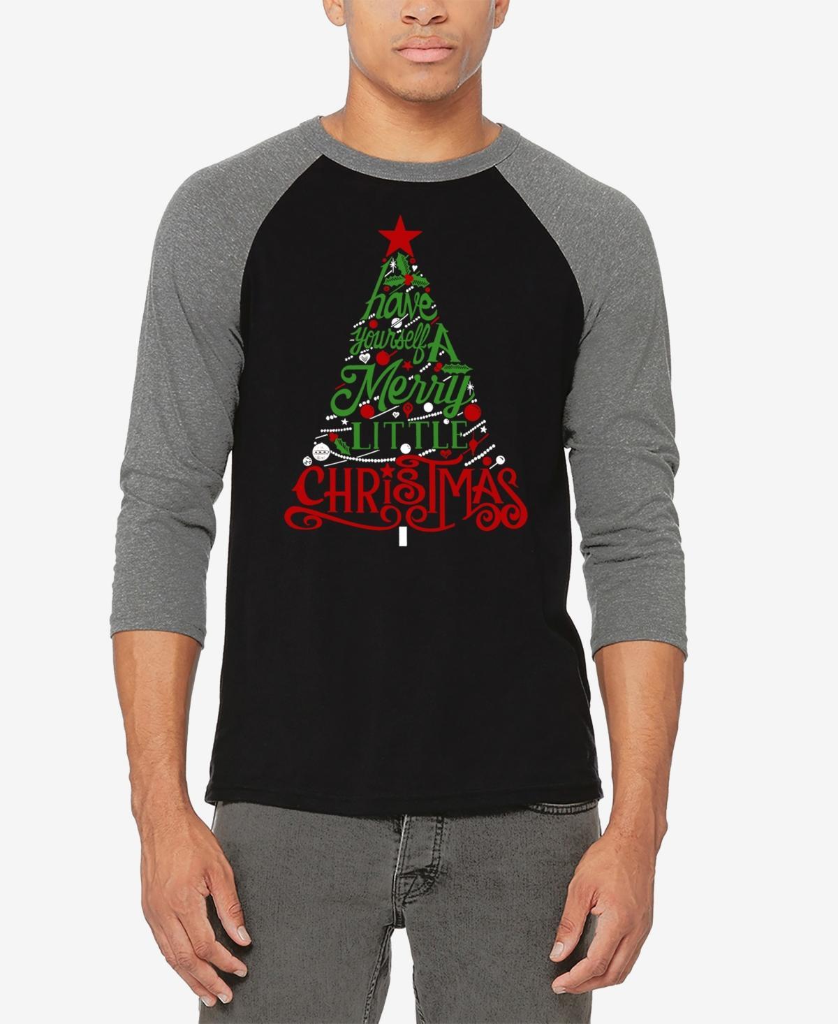 La Pop Art Mens Have Yourself a Merry Little Christmas Raglan Baseball Word Art T-Shirt - Black Product Image