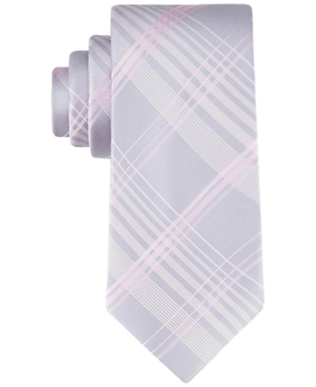 Calvin Klein Mens Ari Plaid Tie - Silver Product Image