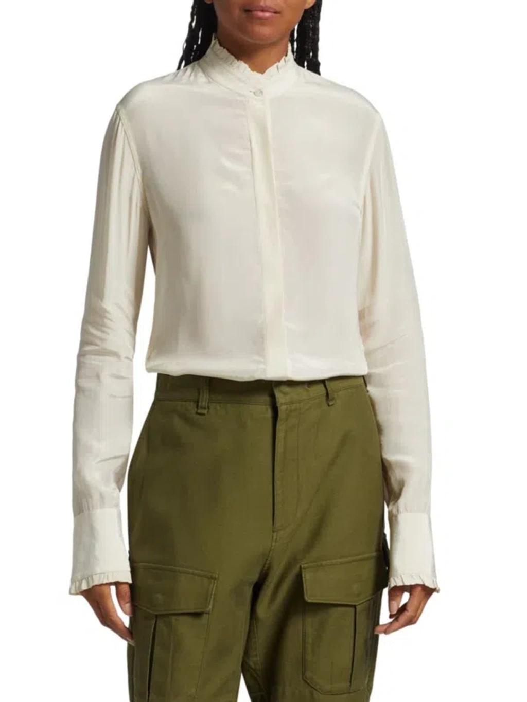 RAG & BONE Women's Icons Jordan Ruffle-trim Button-up In Ivory Product Image