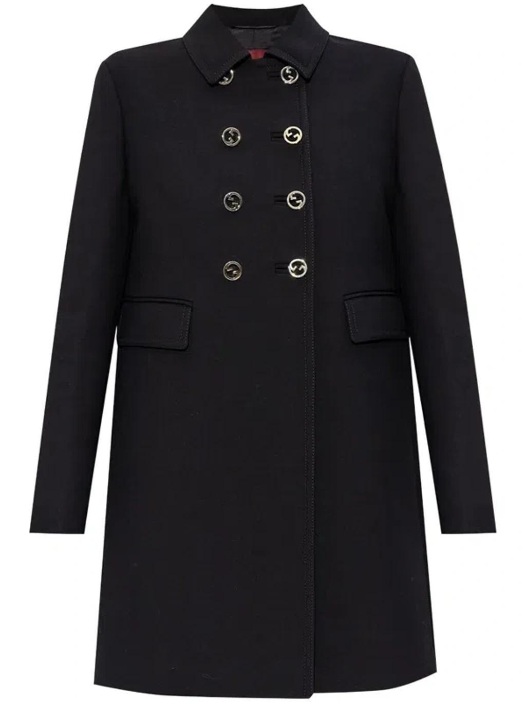 Double-breasted Coat In Black   product image