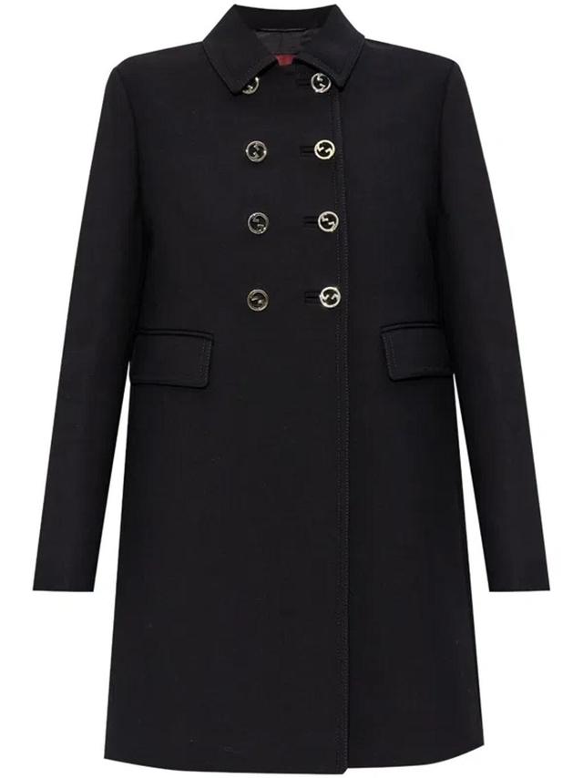 Double-breasted Coat In Black   Product Image