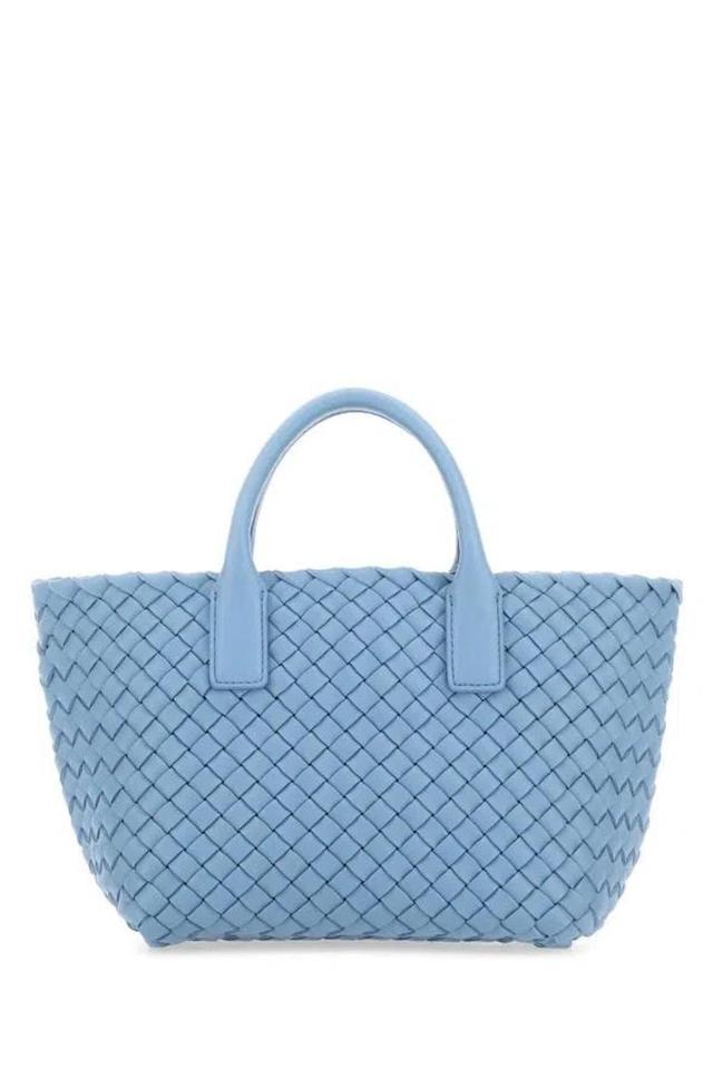 Cerulean Blue Leather Mini Cabat Handbag Product Image