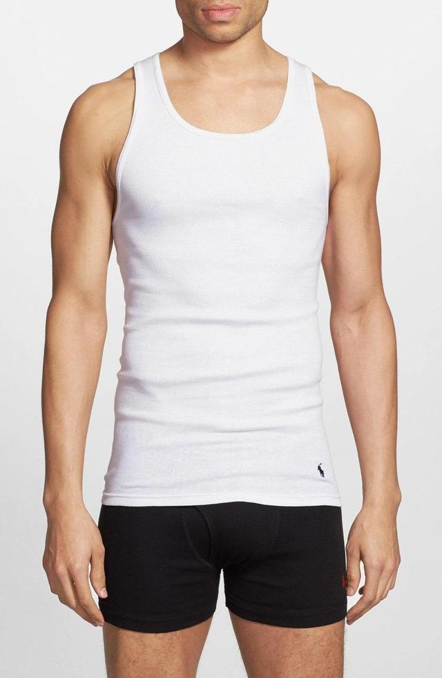 Men's Cotton Classic Undershirt Tank Top 3-pk In White Product Image